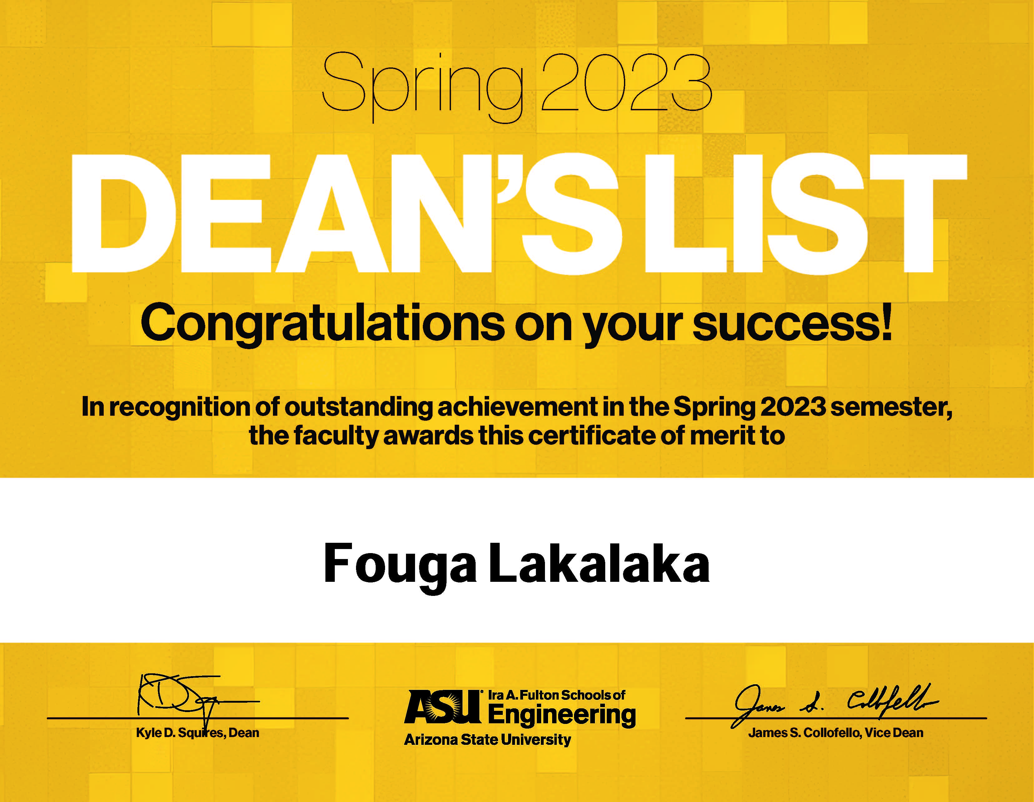 Dean's List Award 2023