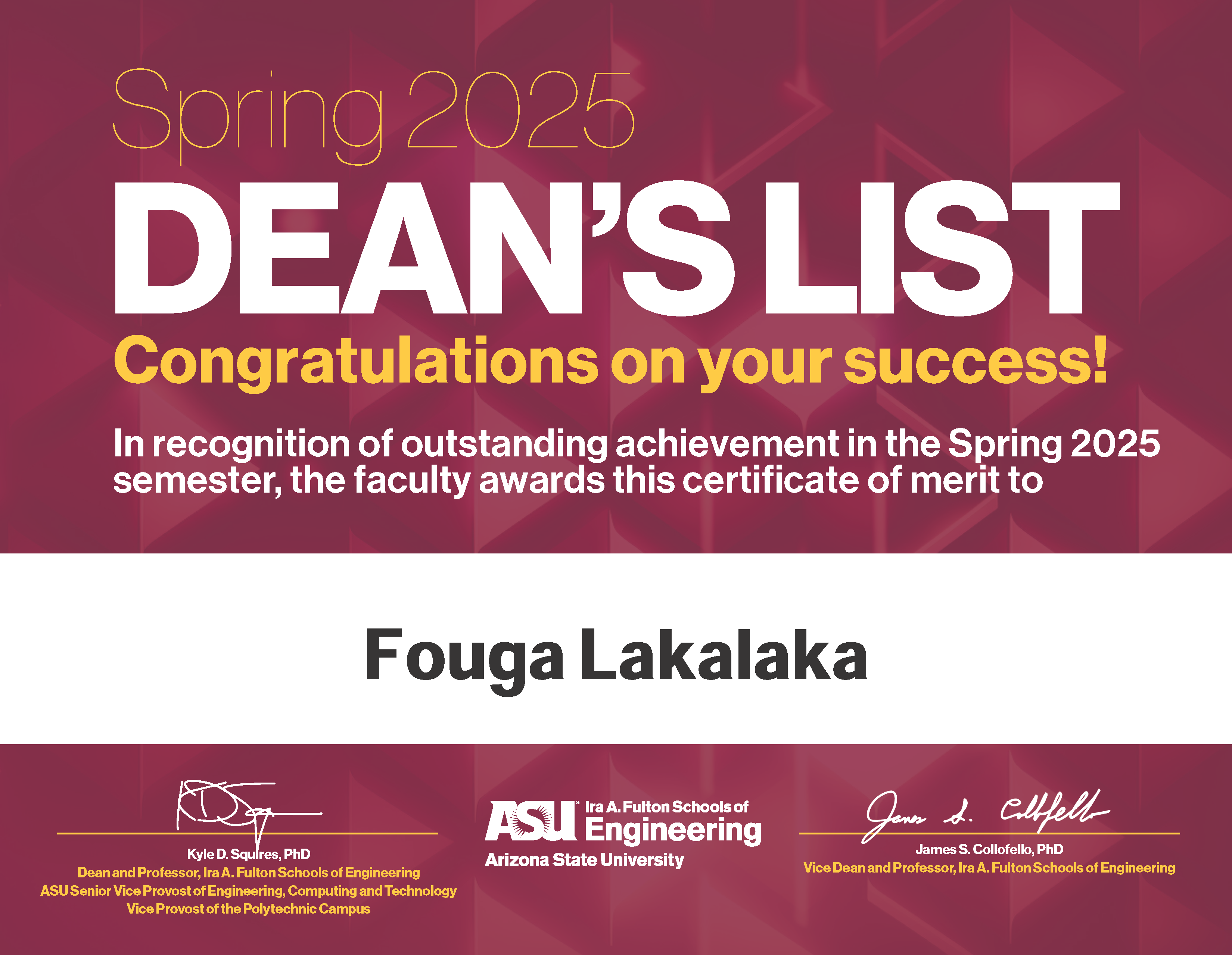 Dean's List Award 2025
